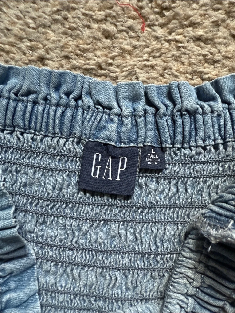 GAP Light Blue Smocked Denim Skater Skirt